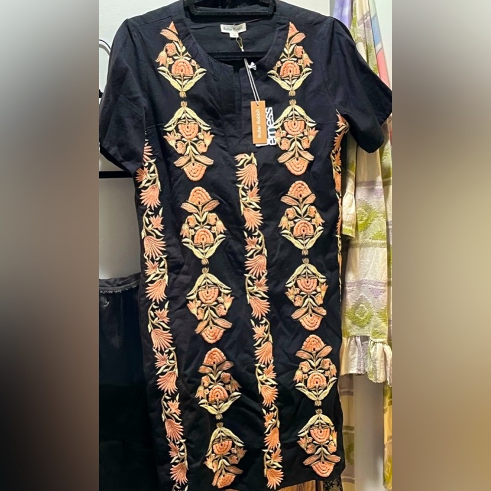 NWT ROLLER RABBIT BLACK DRESS WITH FLOWERS…SIZE: XS 🖤⭐️